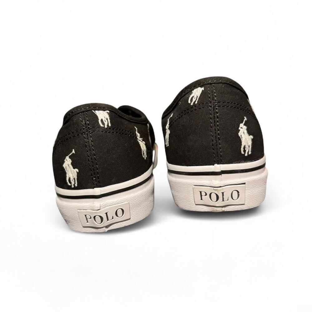 Polo Ralph Lauren Men’s Keaton Allover Pony black/white Canvas Sneakers Sz 11.5 - Picture 4 of 8